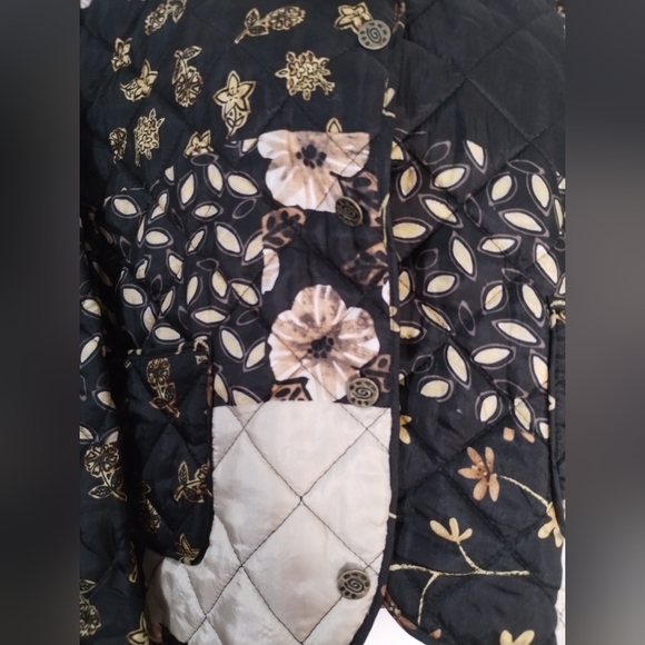 Silk Reversible Flower Print Patchwork Jacket Women's Size Medium - Picture 6 of 13